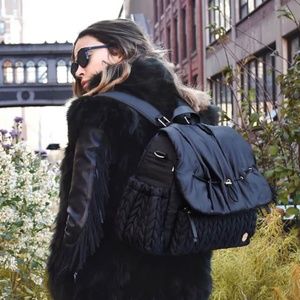 HappBrand Levy Backpack Diaper Baby Bag, Black, Shoulder Strap, Designer,  used